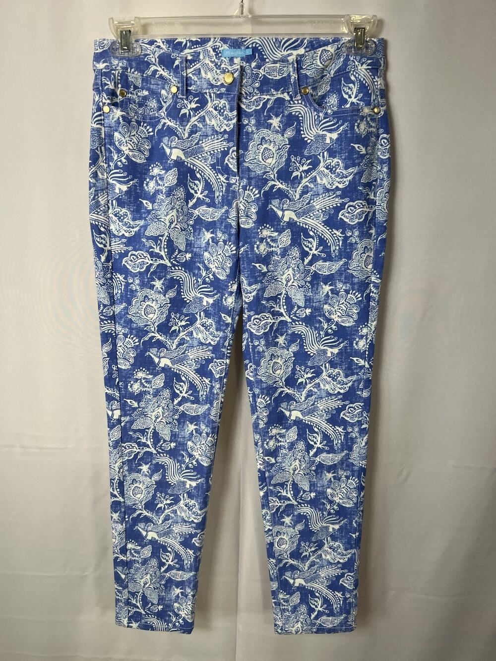J. McLaughlin Lexi Jeans Floral Peacock Mini Buena Vista Print Size 6
